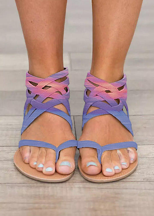 Gradient Criss-Cross Hollow Out Sandals