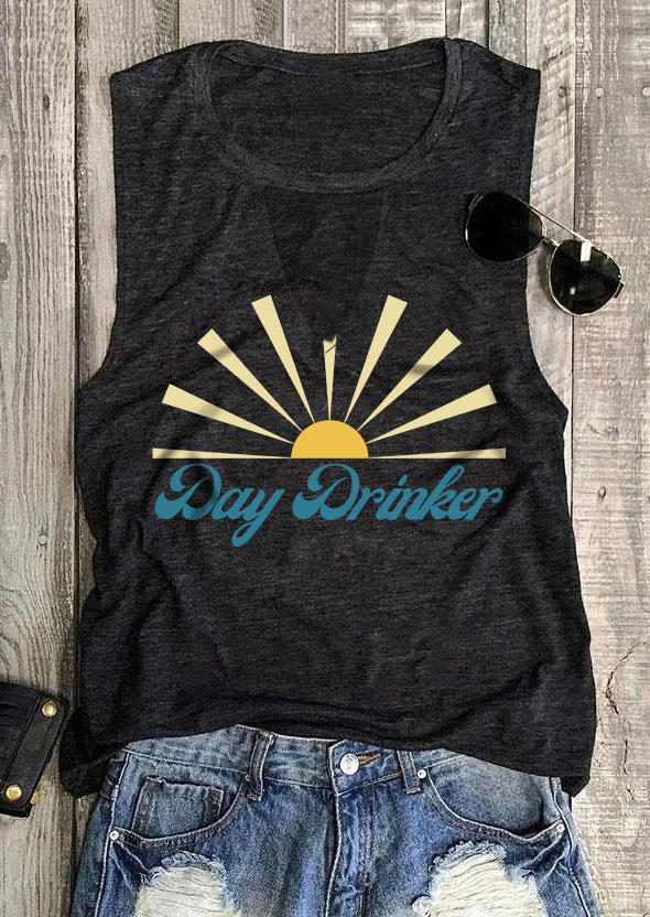 

Tank Tops Day Drinker Sunrise Keyhole Neck Tank Top - Dark Grey in Gray. Size: ,XL