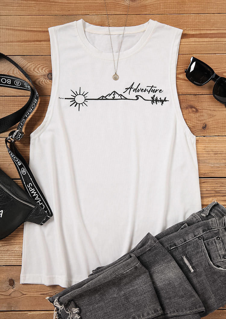 

Tank Tops Adventure Sun Mountain Casual Tank Top in White. Size