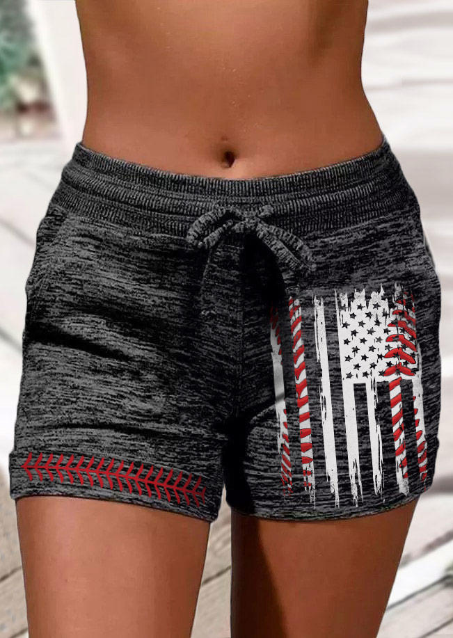 American Flag Pocket Tie Shorts - Dark Grey