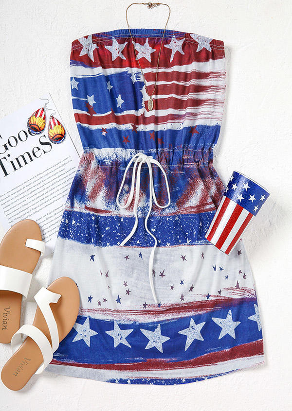 American Flag Strapless Bandeau Mini Dress