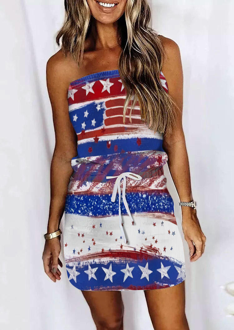 American Flag Strapless Bandeau Mini Dress