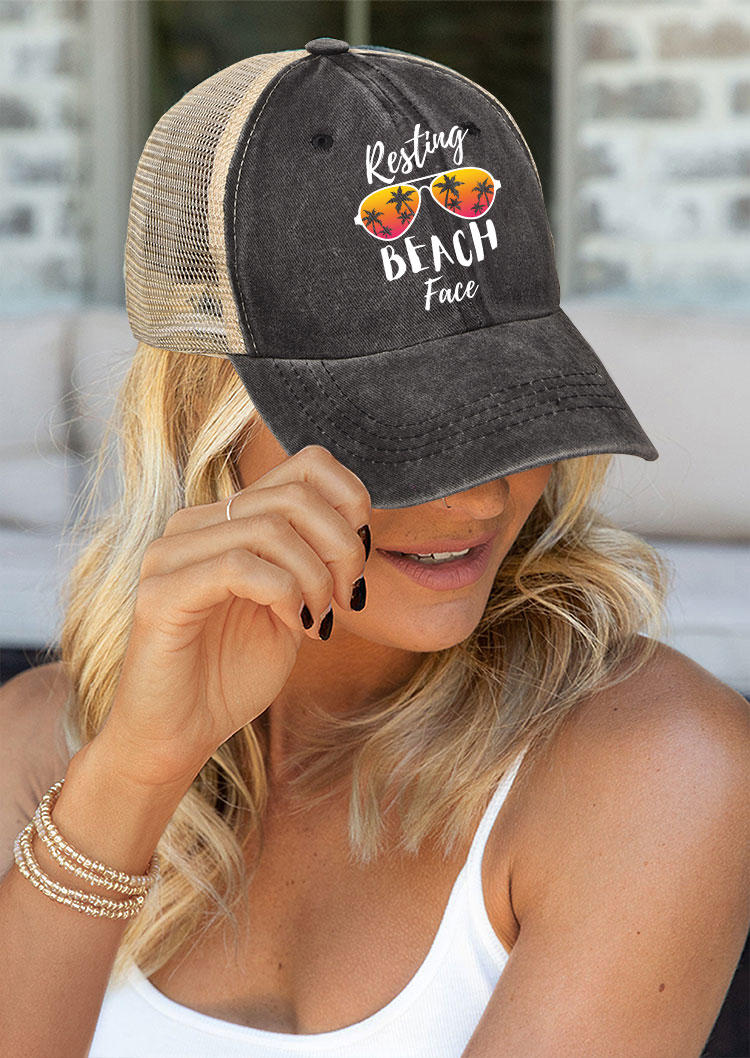 

Hats Resting Beach Face Coconut Tree Baseball Cap in Black. Size