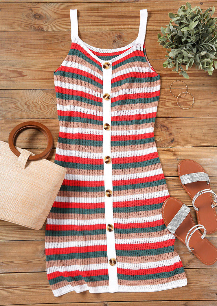 

Bodycon Dresses Color Block Striped Button Bodycon Dress in Multicolor. Size