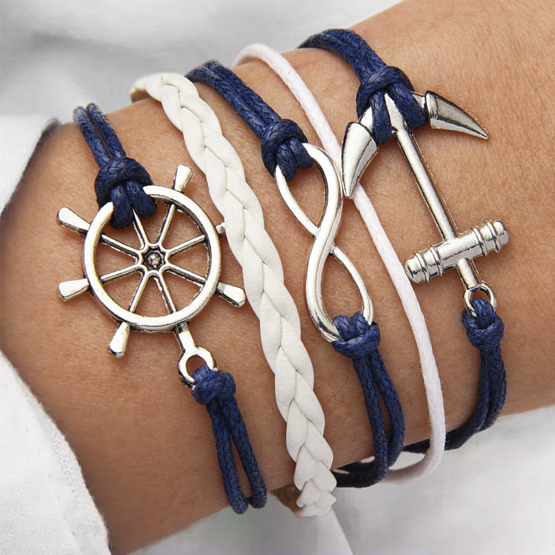 Multi-Layered Anchor Infinity Braid Bracelet