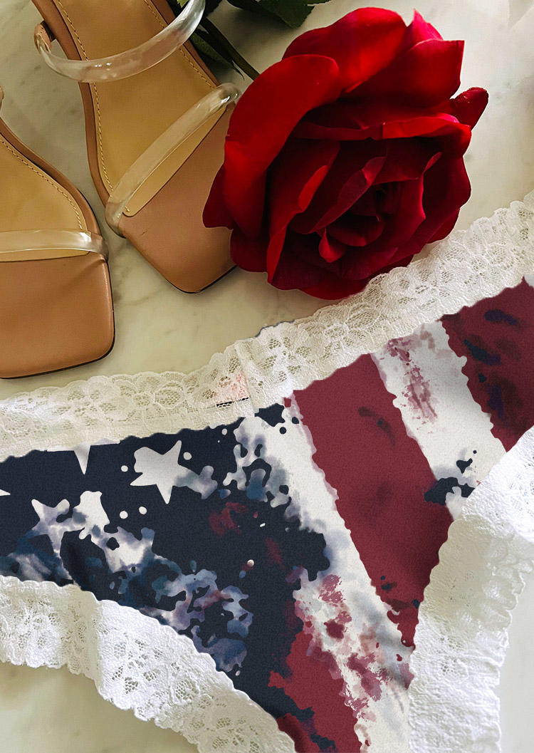 

Panties American Flag Lace Splicing Panties in Multicolor. Size: L,M,,XL