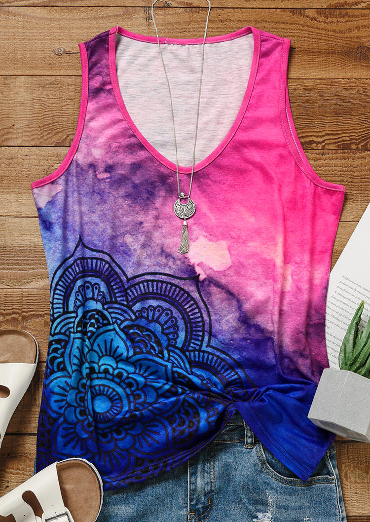 

Tank Tops Gradient Floral Tank Top without Criss-Cross Camisole in Multicolor. Size