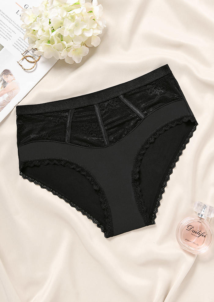 

Panties Lace Splicing See-Through Panties in Black. Size