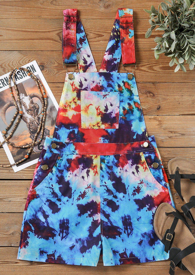 

Jumpsuits & Rompers Tie Dye Pocket Button Overall Romper in Multicolor. Size: L