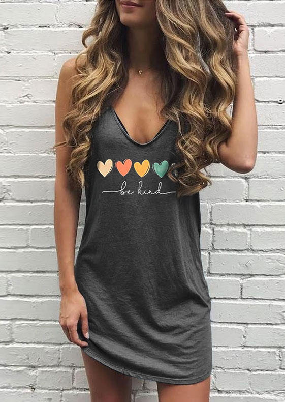 Be Kind Heart Leopard Mini Dress - Gray