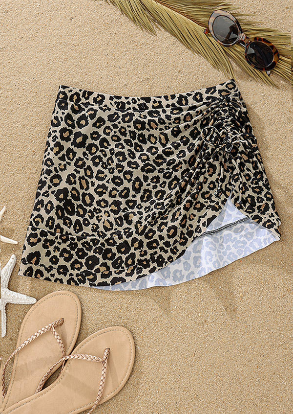 

Swimwear Bottoms Leopard Drawstring Beach Swim Skirts in Multicolor. Size