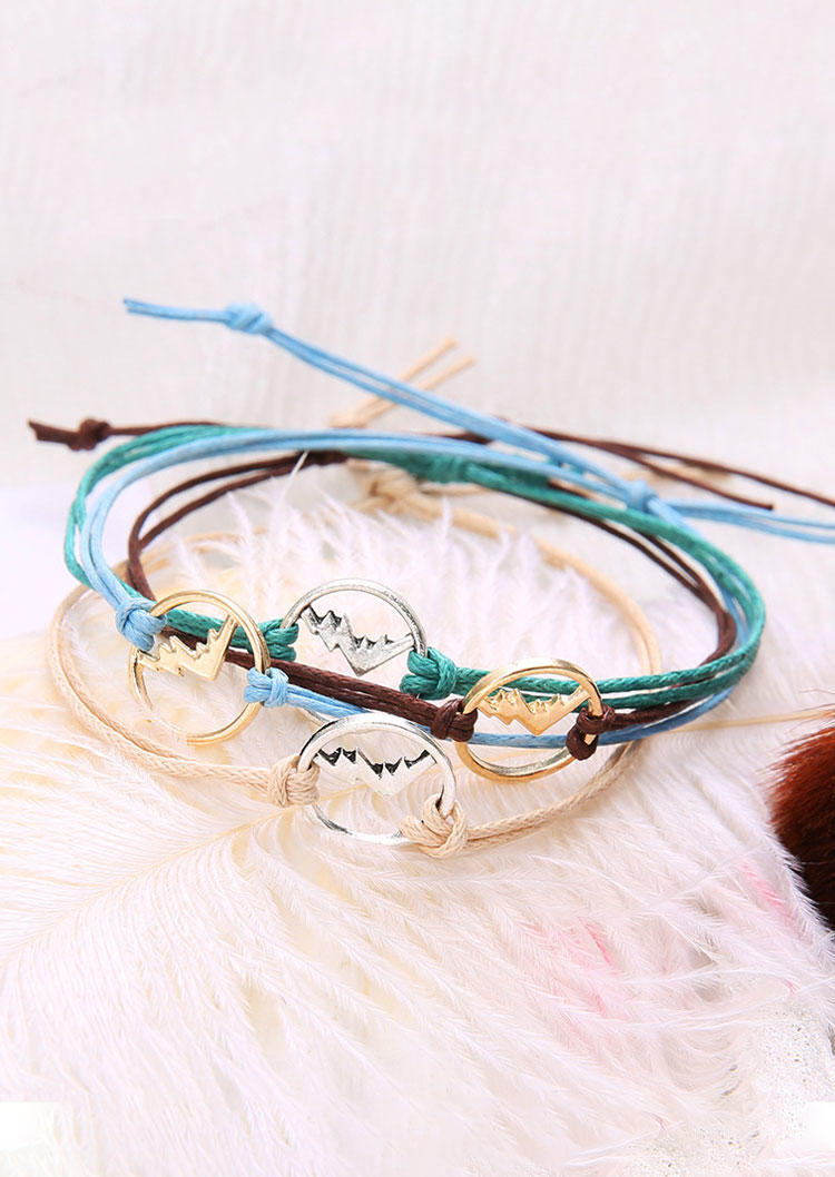 

Bracelet 4Pcs Vintage Mountain Braided Bracelet in Multicolor. Size