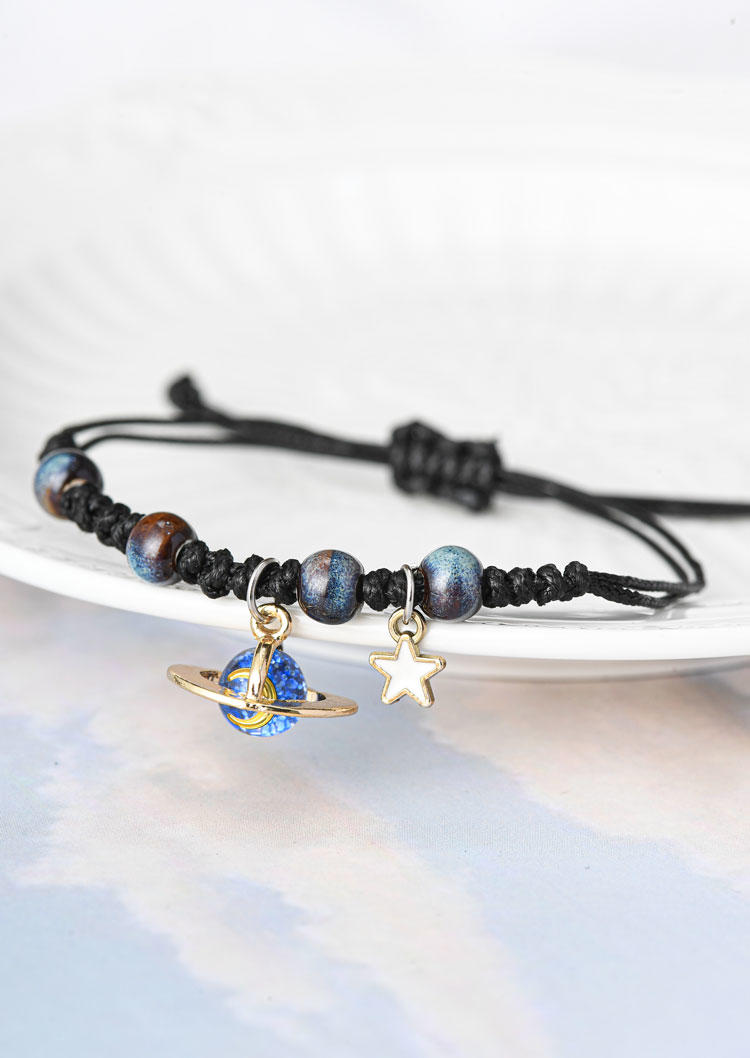 

Bracelet Universe Planet Star Moon Beading Bracelet in Blue. Size