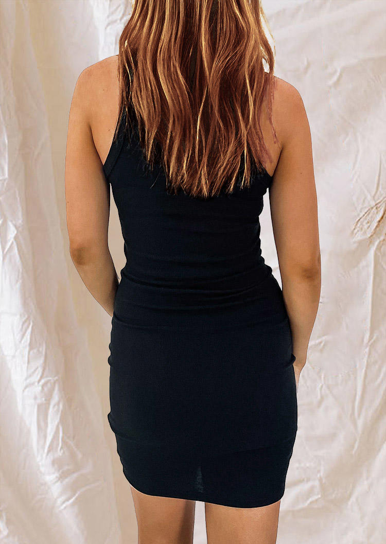 

Bodycon Dresses Drawstring Tie Sleeveless Bodycon Dress in Black. Size