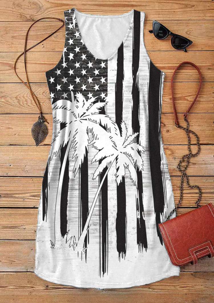 

Mini Dresses American Flag Coconut Tree Mini Dress in Black. Size
