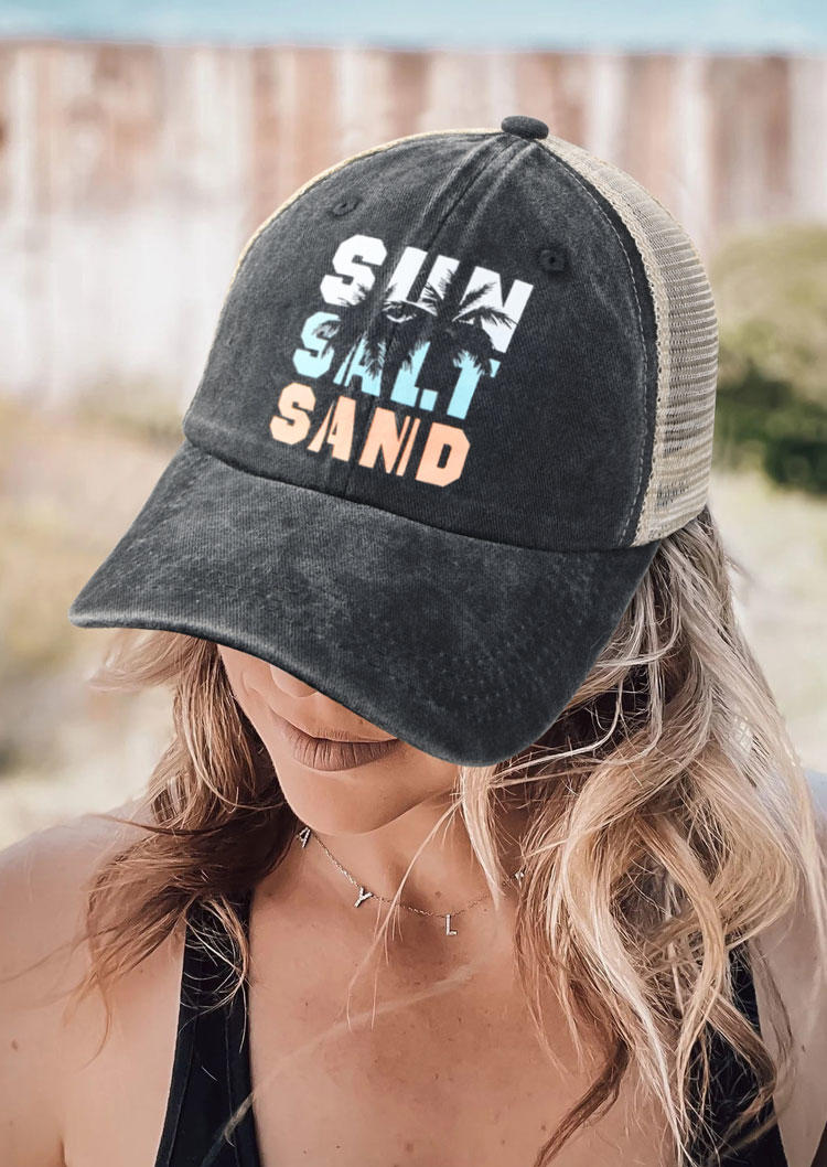 

Hats Sun Salt Sand Coconut Tree Baseball Cap in Black. Size