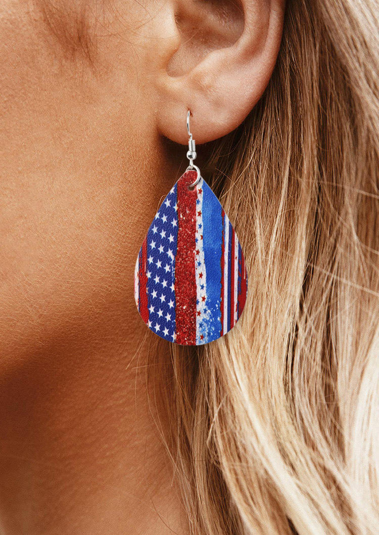 

Earrings American Flag PU Leather Earrings in Multicolor. Size