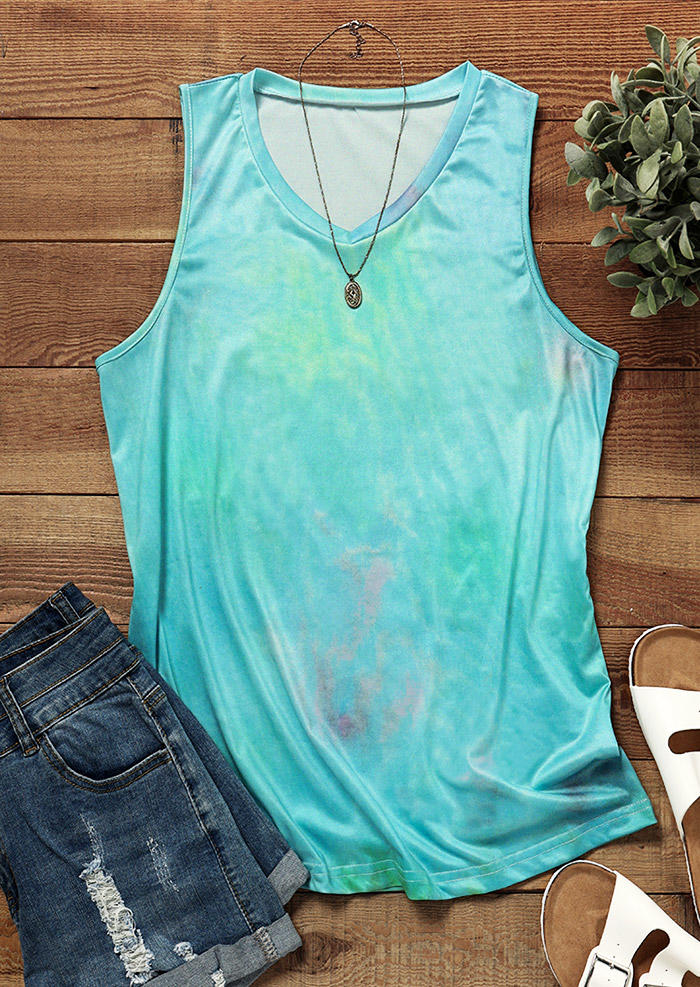 

Tank Tops Tie Dye V-Neck Casual Tank Top in Multicolor. Size