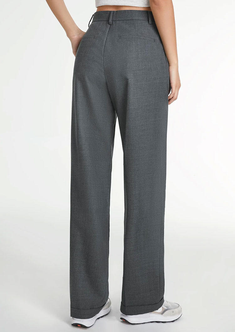 

Pants Pocket High Waist Wide Leg Suit Pants in Gray. Size: L,M,,XL