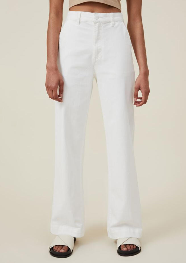 

Pants Pocket High Waist Wide Leg Pants in White. Size: L,M,,XL