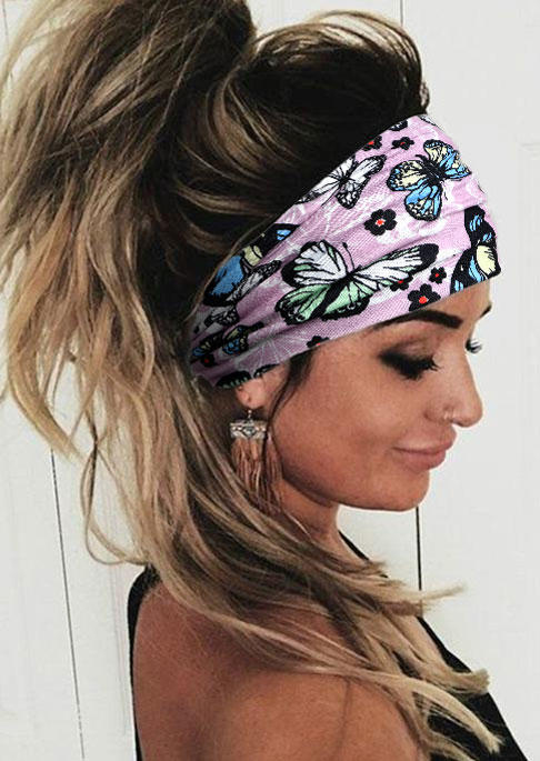

Colorful Butterfly Knot Yoga Wide Headband in Purple. Size