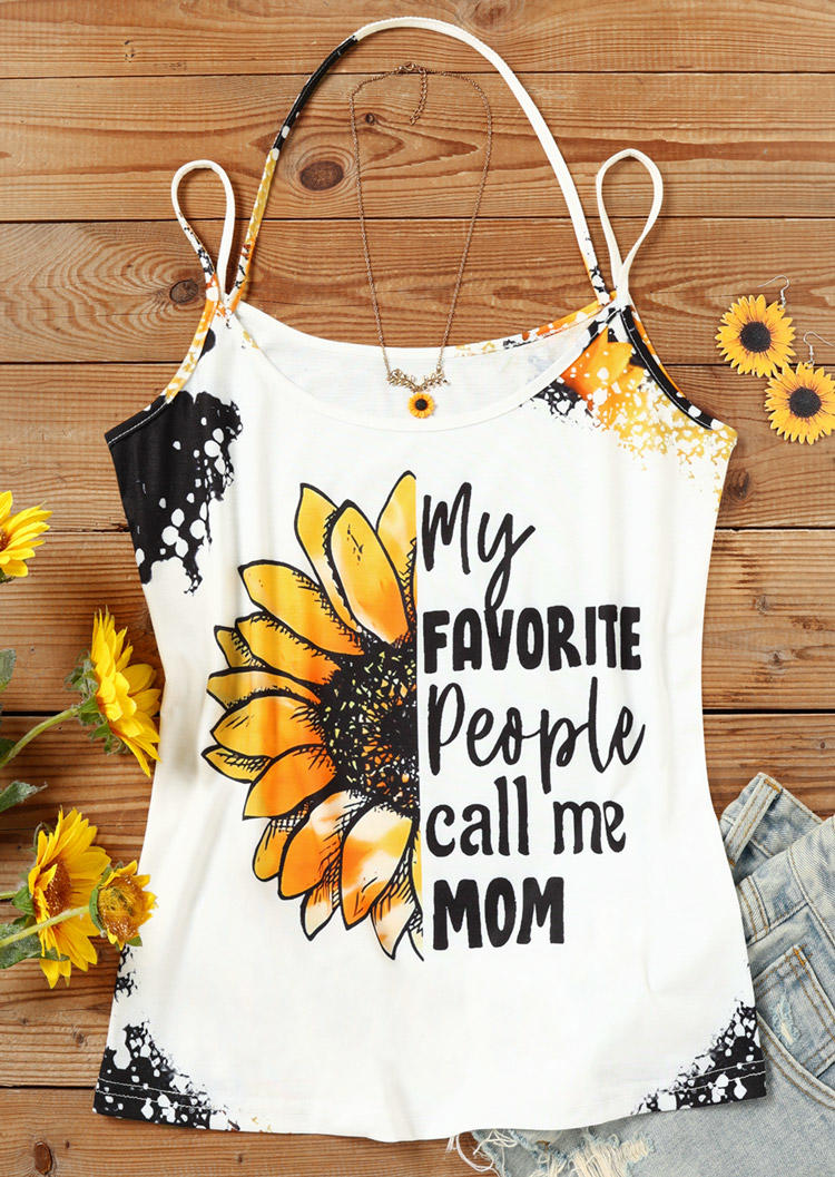 

Tank Tops My Favorite People Call Me Mom Sunflower Tank Top in White. Size