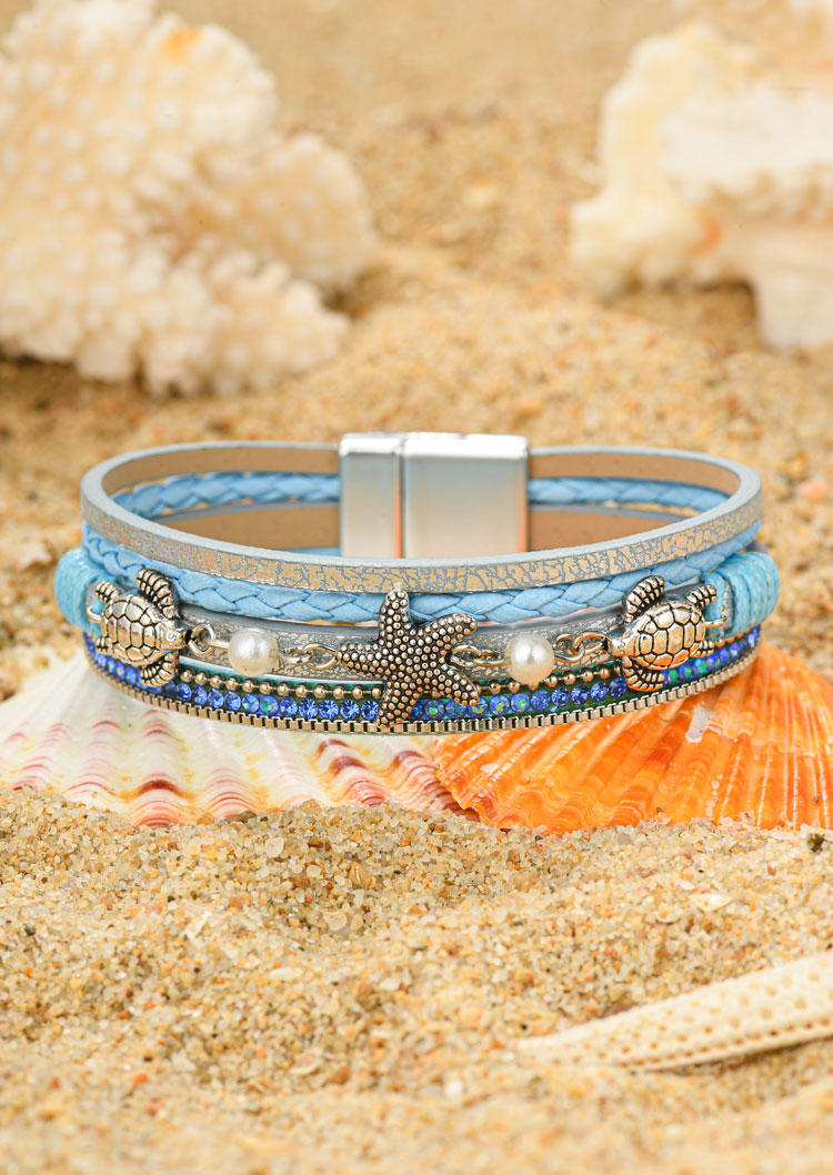 

Bracelet Starfish Turtle Magnet Buckle Bracelet in Blue,Multicolor. Size