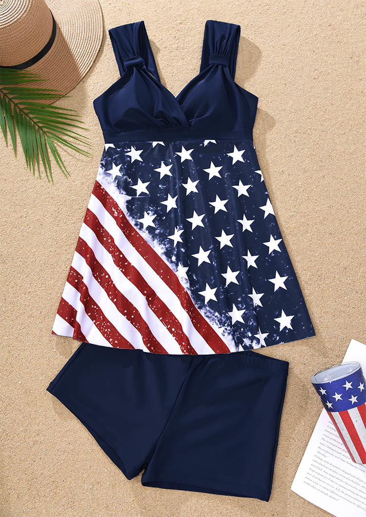 

Tankinis American Flag Star Tankini Set in Black. Size: L,M,,XL