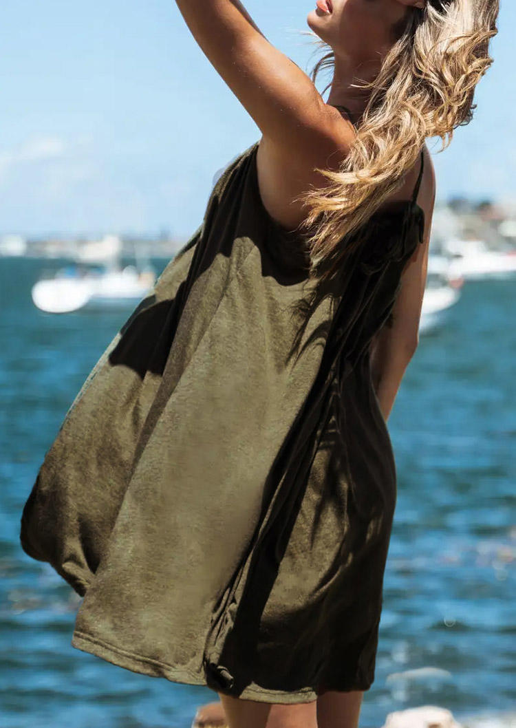 

Mini Dresses Ruffled Spaghetti Strap Mini Dress - Army Green in Green. Size: L,M,,XL