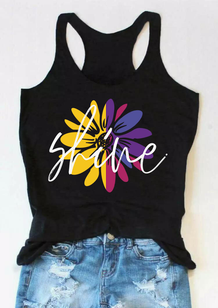 

Tank Tops Shine Sunflower Racerback Tank Top - Black in Black. Size