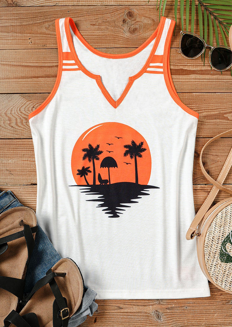 

Tank Tops Summer Beach Tree Casual Tank Top in White. Size
