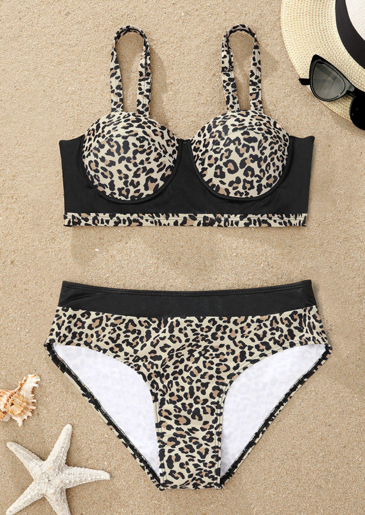 

Bikini Sets Leopard Color Block Bikini Set in Multicolor. Size: L,M,,XL