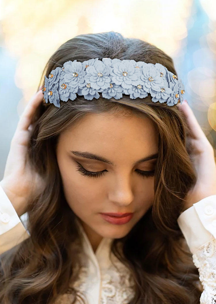 

Floral Patch Elegant Headband in Blue. Size