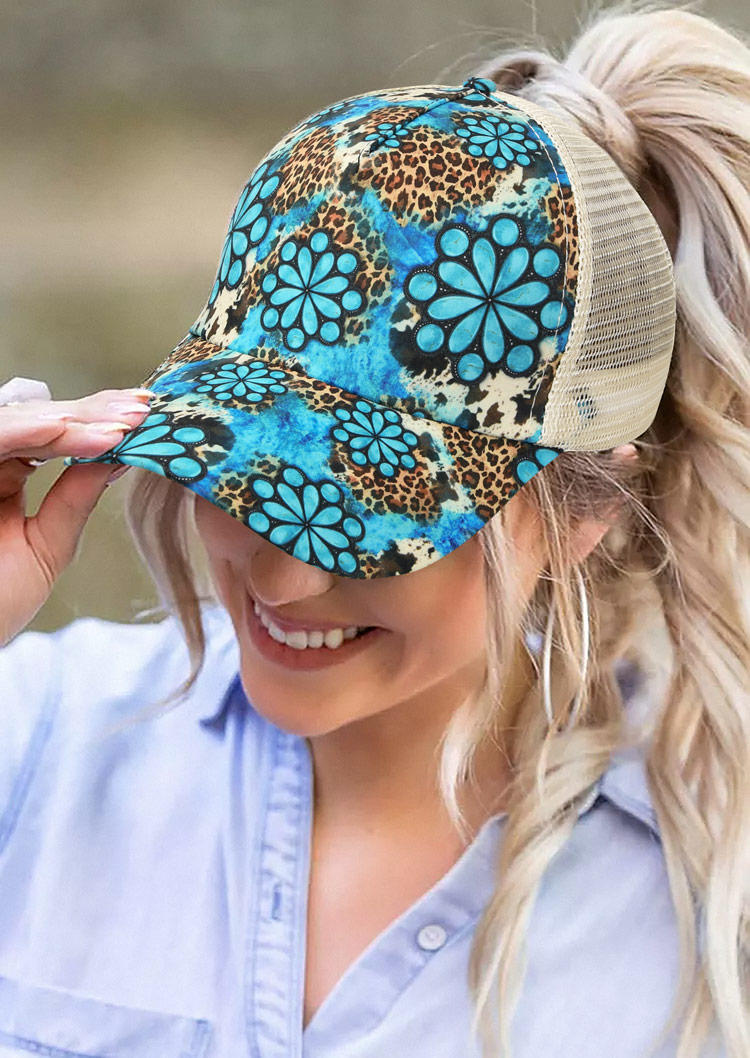 

Hats Leopard Turquoise Criss-Cross Baseball Cap in Multicolor. Size