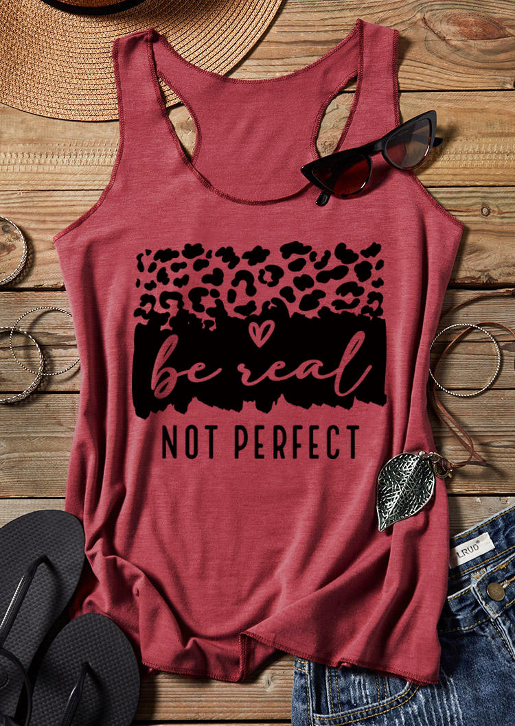 Be Real Not Perfect Leopard Racerback Tank