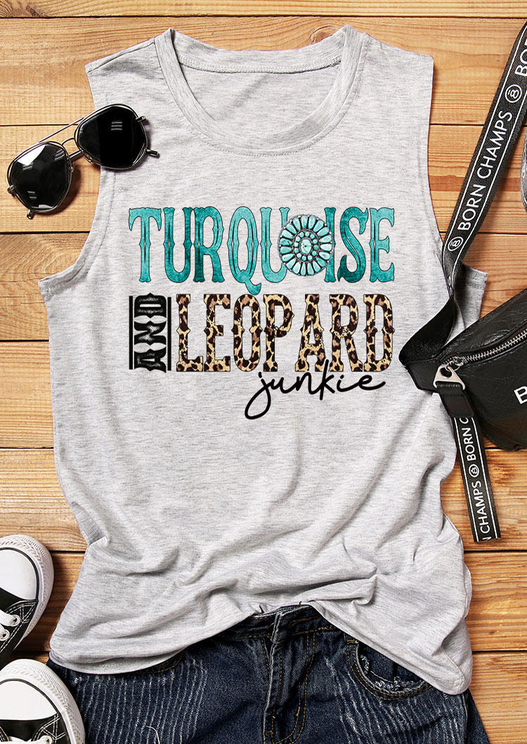 

Tank Tops Turquoise And Leopard Junkie Tank Top - Light Grey in Gray. Size