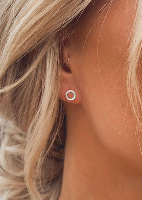 

Earrings S925 Sterling Silver Open Circle Stud Earrings in Silver. Size