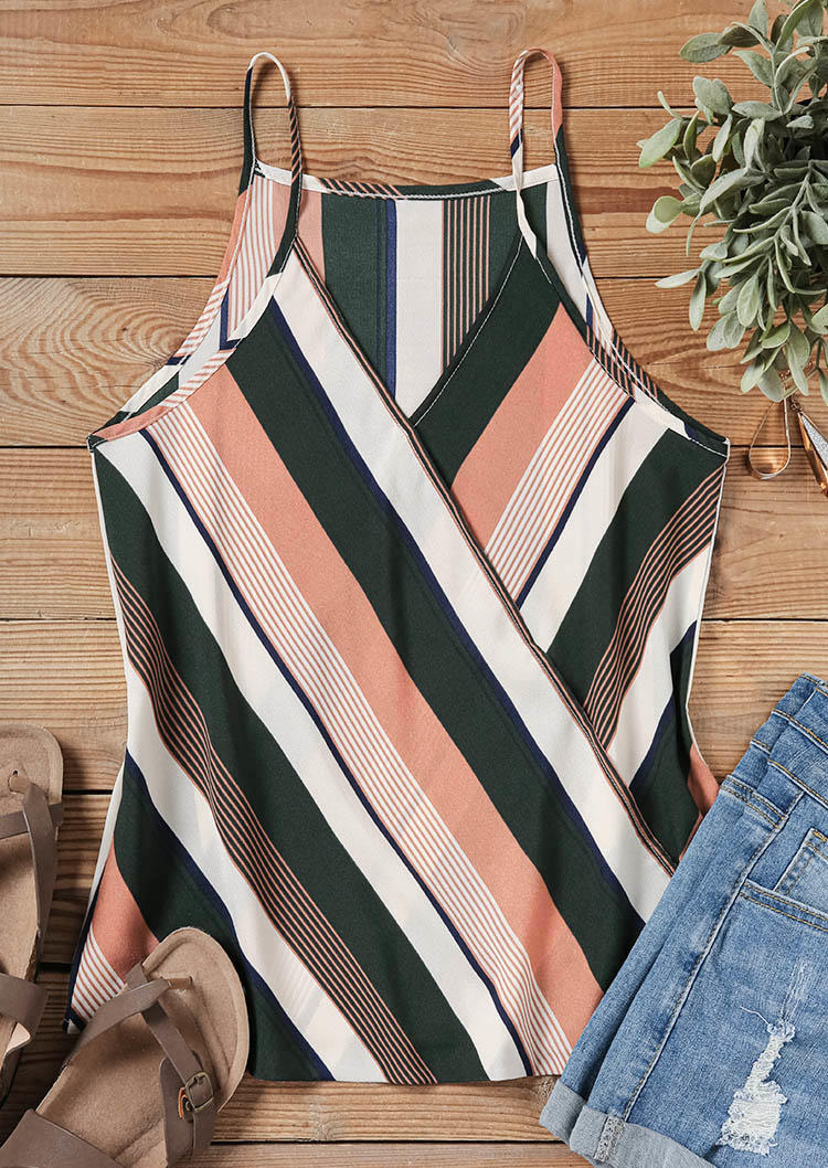 

Tank Tops Colorful Striped V-Neck Camisole in Multicolor. Size