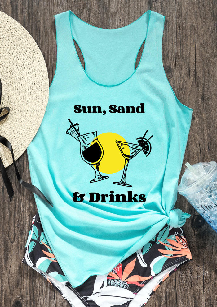 

Tank Tops Sun Sand & Drinks Racerback Tank Top - Cyan in Blue. Size