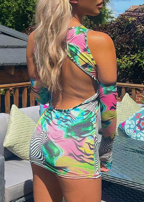 

Bodycon Dresses Zebra Thumbhole Cold Shoulder Bodycon Dress in Multicolor. Size: L,M,,XL