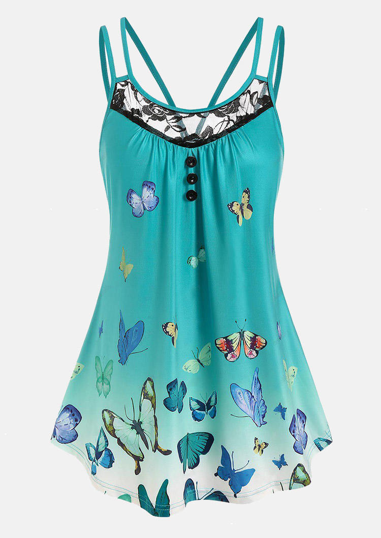 

Mini Dresses Butterfly Button Lace Splicing Mini Dress in Blue. Size: L,M,,XL