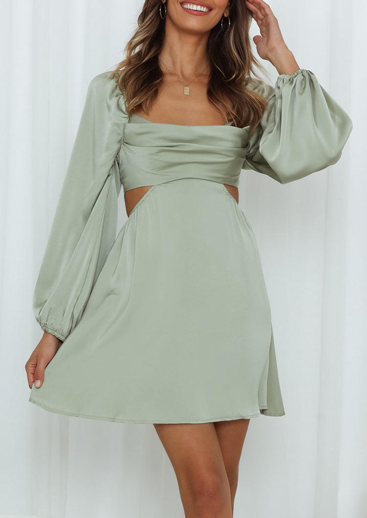 

Mini Dresses Hollow Out Ruched Open Back Mini Dress - Light Green in Green. Size: L,M,,XL