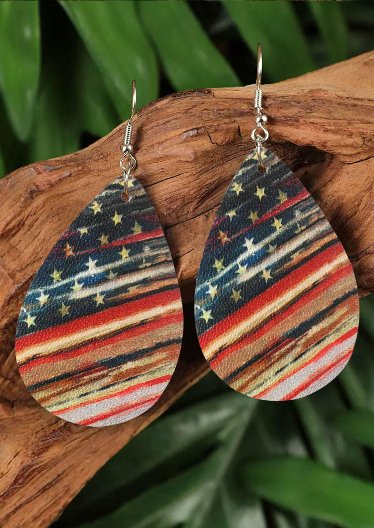 

Earrings American Flag PU Leather Earrings in Multicolor. Size
