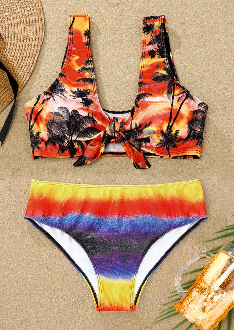 

Bikini Sets Coconut Tree Gradient Tie Bikini Set in Multicolor. Size: L,M,,XL