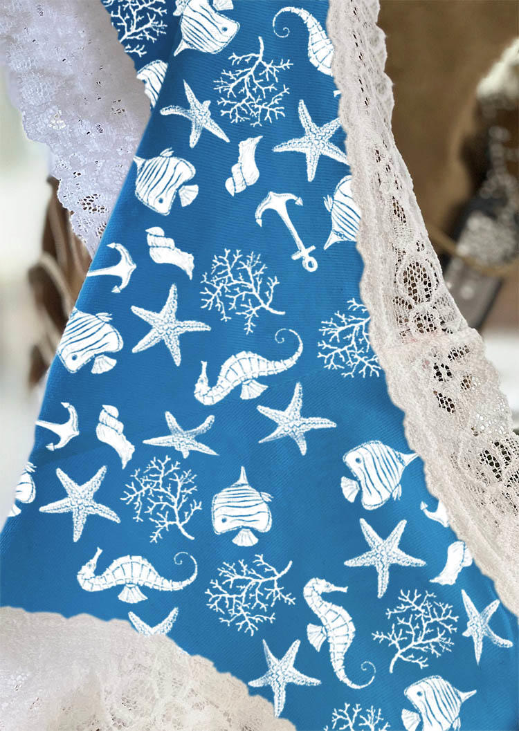 

Panties Fish Starfish Anchor Lace Splicing Panties in Multicolor. Size: L,M,,XL