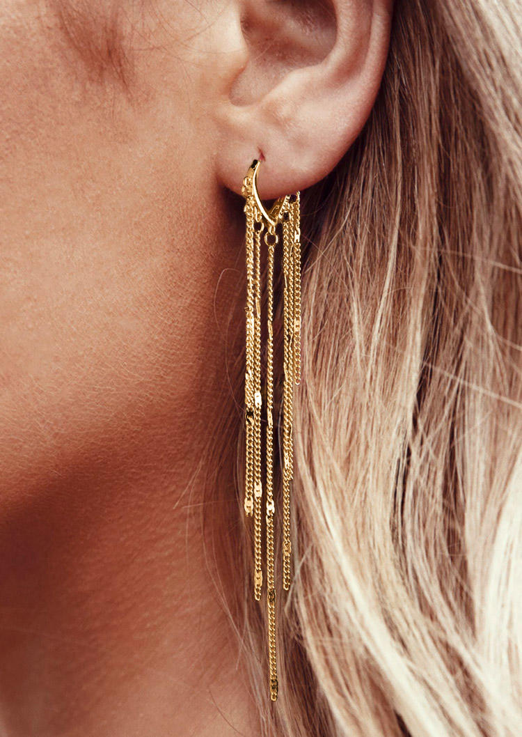 

Earrings Heart Tassel Drop Earrings in Gold. Size