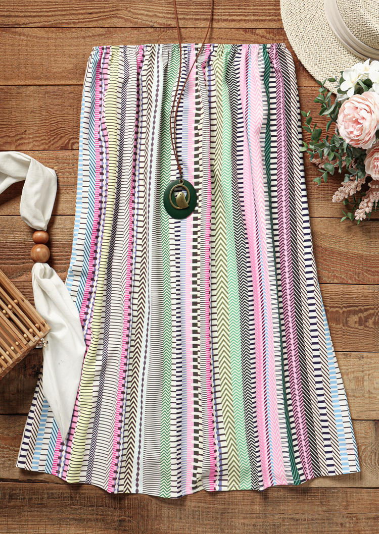 Colorful Striped Strapless Bandeau Mini Dress