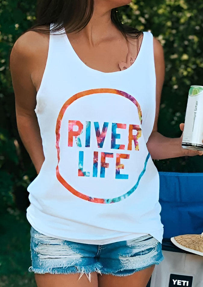 

Tank Tops River Life Racerback Tank Top in White. Size