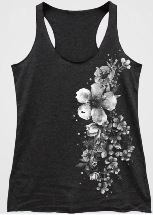 

Tank Tops Floral Racerback Casual Tank Top - Dark Grey in Gray. Size