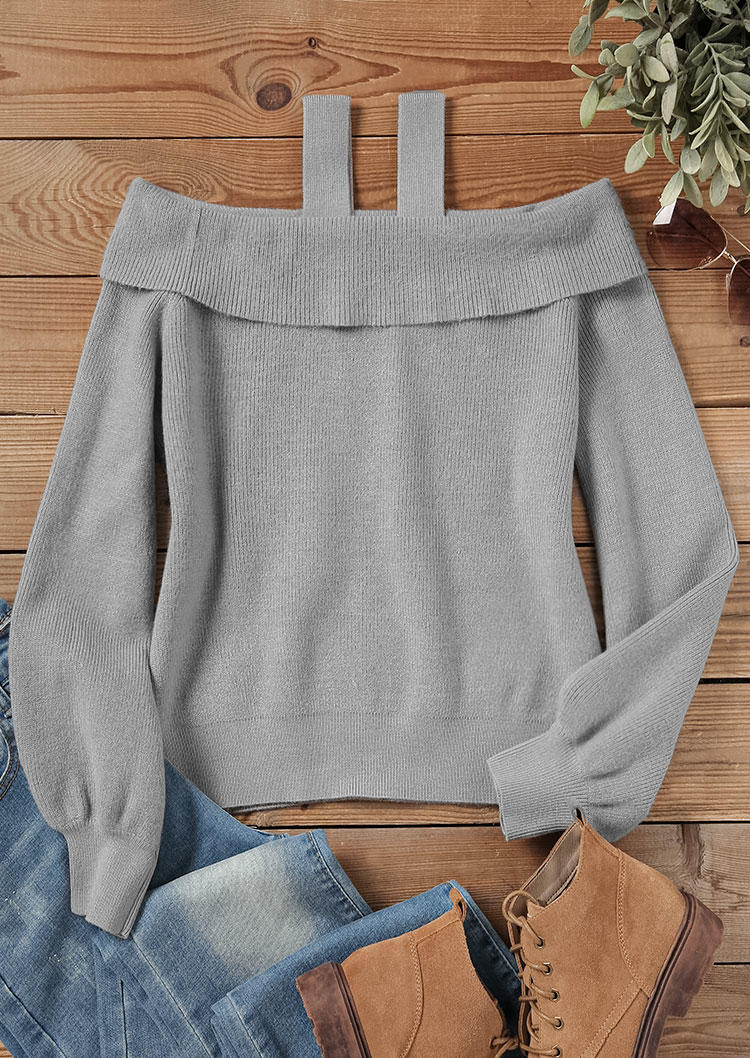 

Sweaters Cold Shoulder Long Sleeve Sweater in Gray. Size: L,M